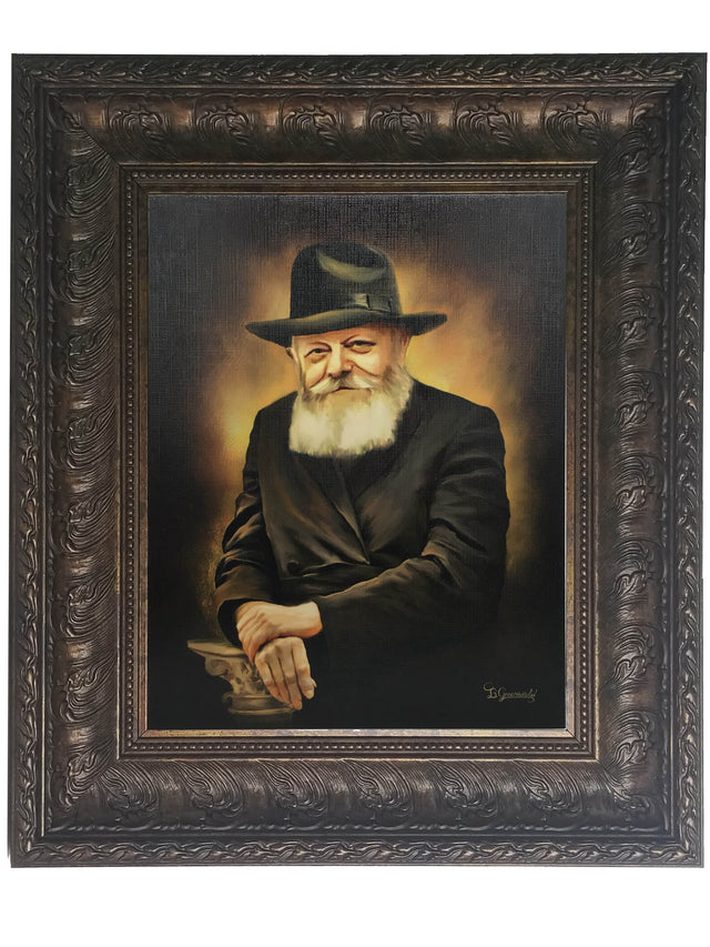 Painting of Lubavitch Rebbe-Profile- Antique - LEHADAR