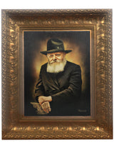 Painting of Lubavitch Rebbe-Profile- Antique - LEHADAR