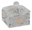 Crystal-Gold Dish with Cover - Silver Metal 4" - LEHADAR