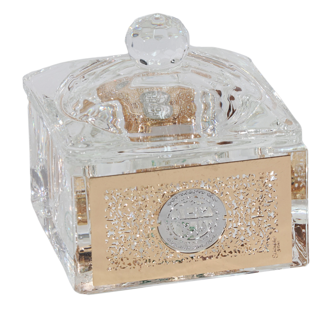 Crystal-Silver Dish with Cover - Gold Metal 4" - LEHADAR