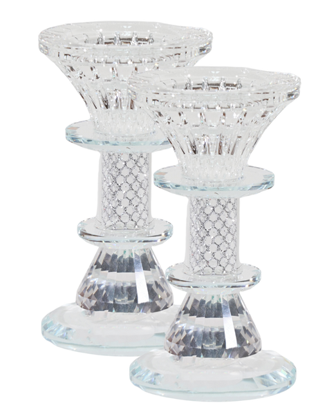 Crystal Candlestick with Silver Paper Filling 5" - LEHADAR
