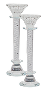 Crystal Candlestick with Silver Paper Filling 9.5" - LEHADAR
