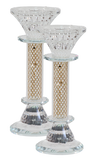 Crystal Candlestick with Gold Paper Filling 7" - LEHADAR