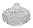 Hexagon Crystal Dish with 3 Legs Floral Metal 2.25" - LEHADAR