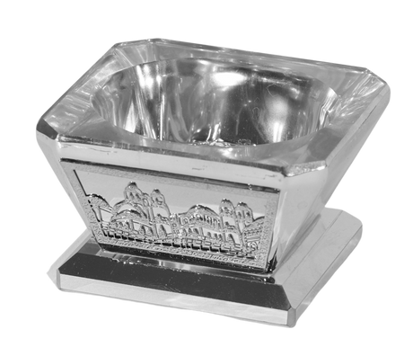 Silver Crystal Salt/Honey Holder - metal 2"x2" - LEHADAR