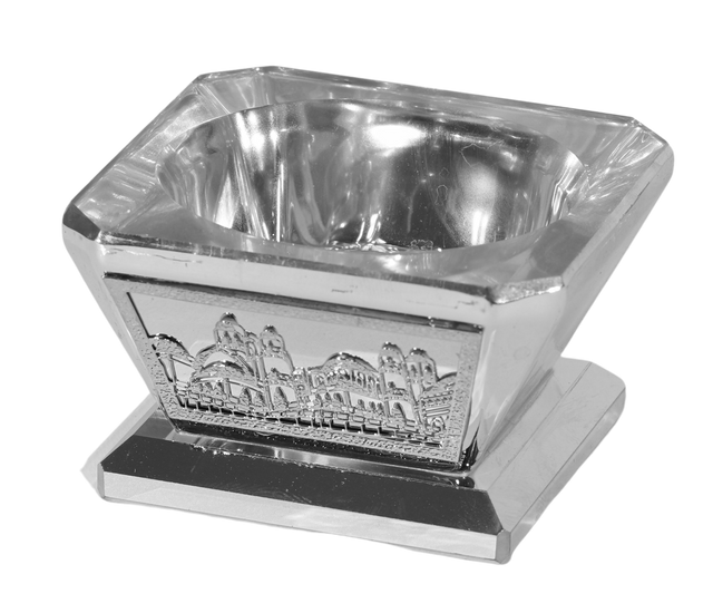 Silver Crystal Salt/Honey Holder - metal 2"x2" - LEHADAR