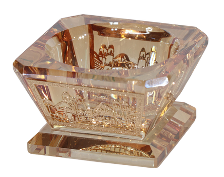 Silver Crystal Salt/Honey Holder - metal 2"x2" - LEHADAR