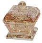 Gold Crystal Salt/Honey Holder with Lid - metal 2"x2" - LEHADAR