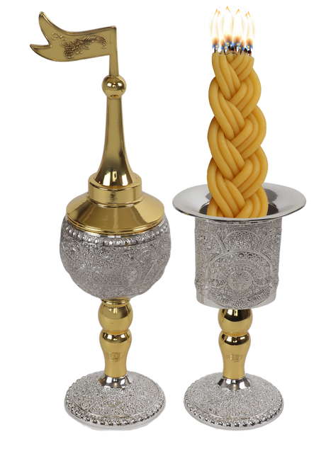 Silver & Gold Plated Havdalah Set - Filigree Design - LEHADAR