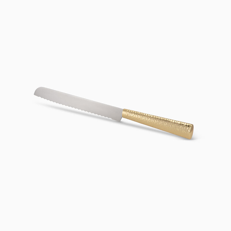 Golden Hammering Challah Knife 925 sp By Hazorfim - LEHADAR