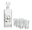 Liquer Set Bottle + 6 Cups Chess Silver - LEHADAR