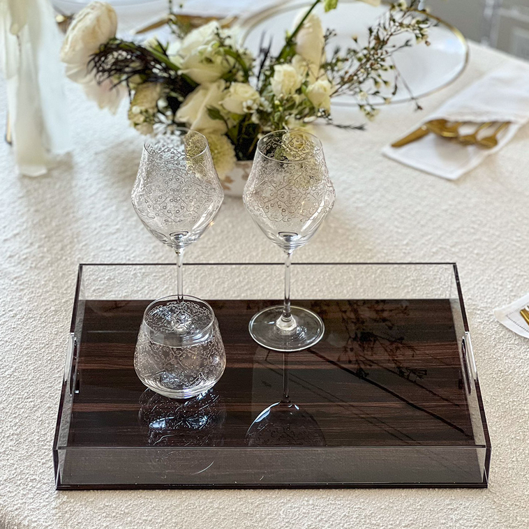 Lucite Wood Look Tray - LEHADAR