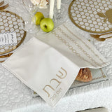 Glass Challah Board with Chain Design Embroidered Leatherette