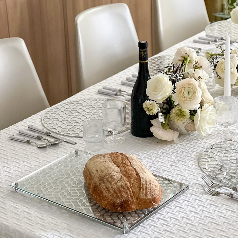 Glass and Mirror Laser Cut Challah Board - LEHADAR