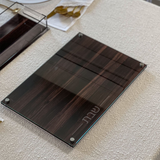 Lucite & Glass Wood Look Challah Board - LEHADAR