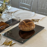 Lucite & Glass Wood Look Challah Board - LEHADAR
