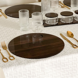 Lucite Wood Look Chargers 4 pk - LEHADAR