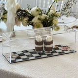 Black Chic Checkered Lucite Cake Tray with Lid - LEHADAR