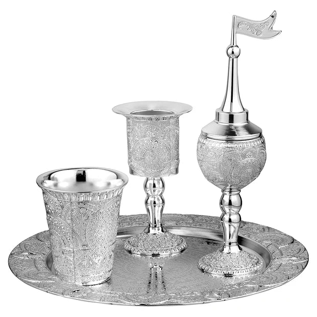 Havdalah Set Silver Plated Filigree Design - LEHADAR