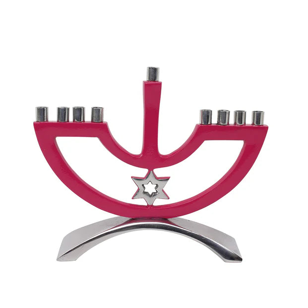 Metal Candle Menorah with Star of David