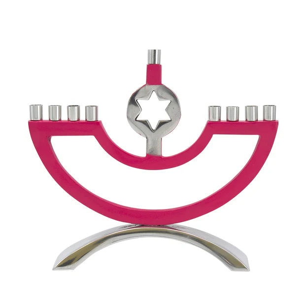 Metal & Enamel Candle Menorah with Star of David