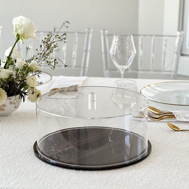 Lucite Wood Look Cake Dome - LEHADAR