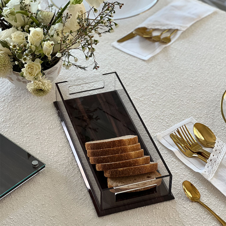 Lucite & Wood Look Challah Tray - LEHADAR
