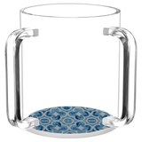 Lucite Wash Cup with Blue Designed Painted Base - LEHADAR