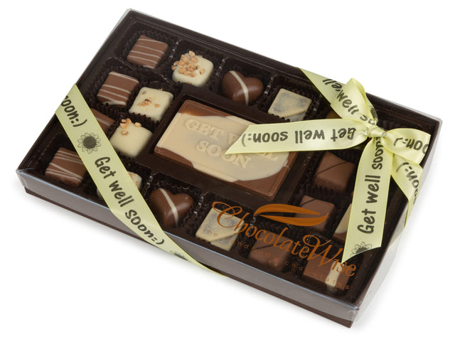 24 Piece Get Well Soon Assorted Chocolate Truffle Message Gift Box - LEHADAR