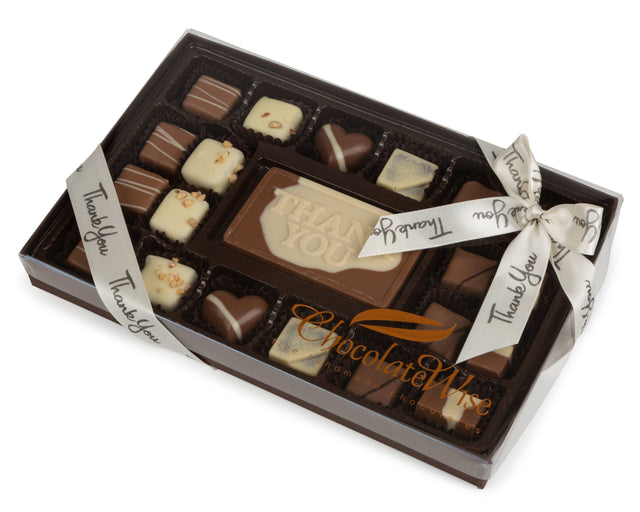 24 Piece Thank You Assorted Chocolate Truffle Message Gift Box - LEHADAR