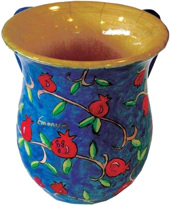 Yair Emanuel's Wooden Wash Cup -Pomegranates Large - LEHADAR