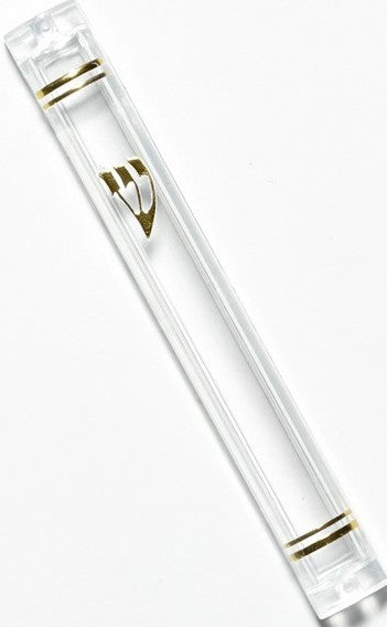 Plastic Lucite Mezuzah with back cover 12 cm - LEHADAR