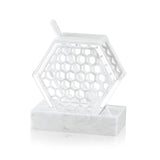 Honeycomb Honey Dish- White Marble Lucite