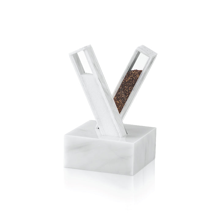 X Salt and Pepper Set Mishloach Manos- White Marble