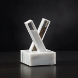 X Salt and Pepper Set- White Marble Lucite