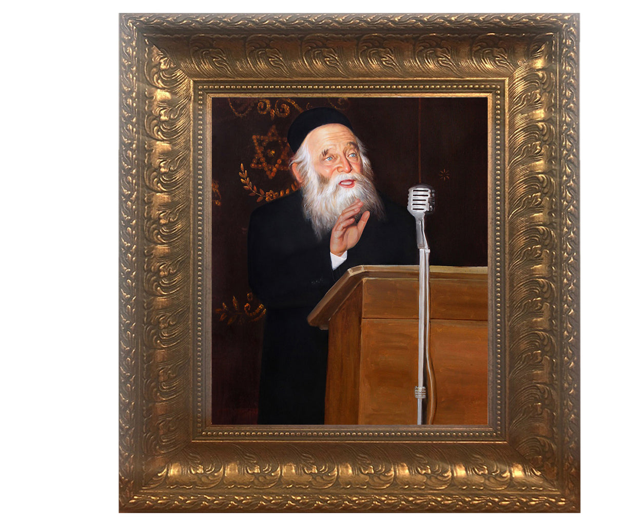 Rav Aharon Kotler framed picture-Painting in Gold Frame Size 11x14"