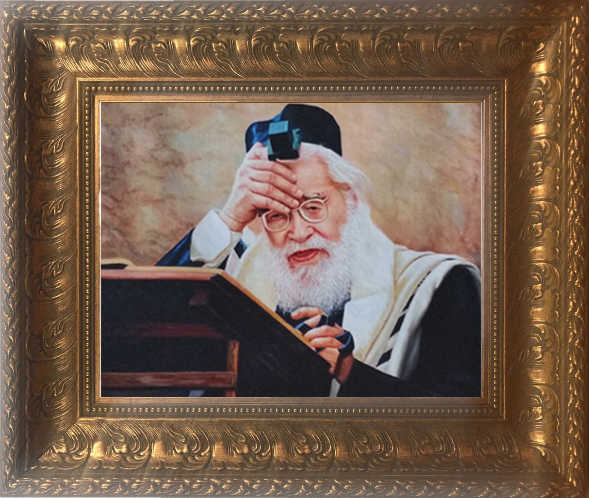 Rav Shach with Tefillin picture- painting, size: 11*14