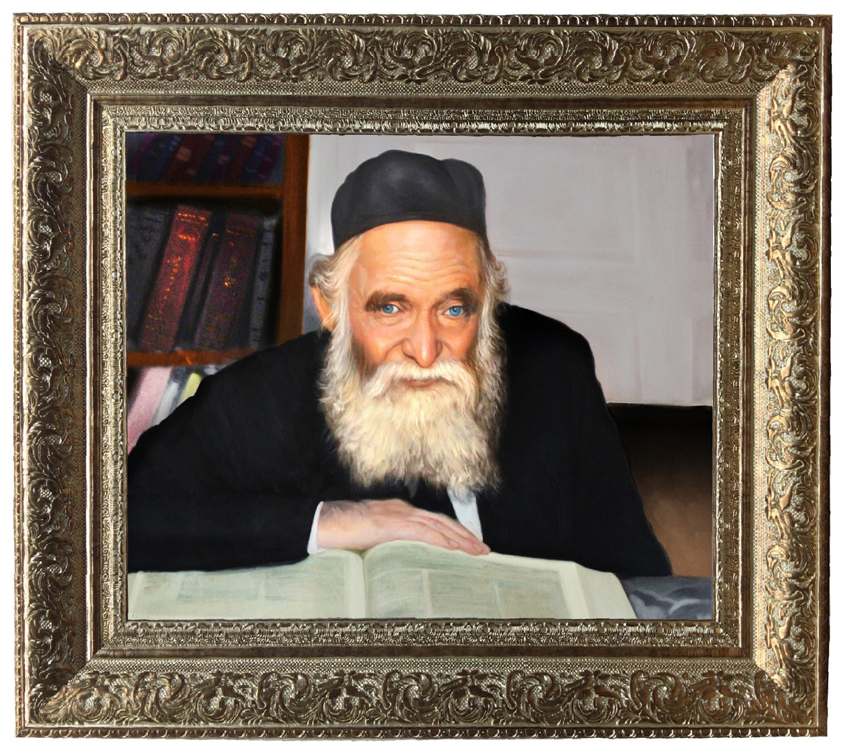 R` Aharon Kotler framed picture- painting, size: 11*14