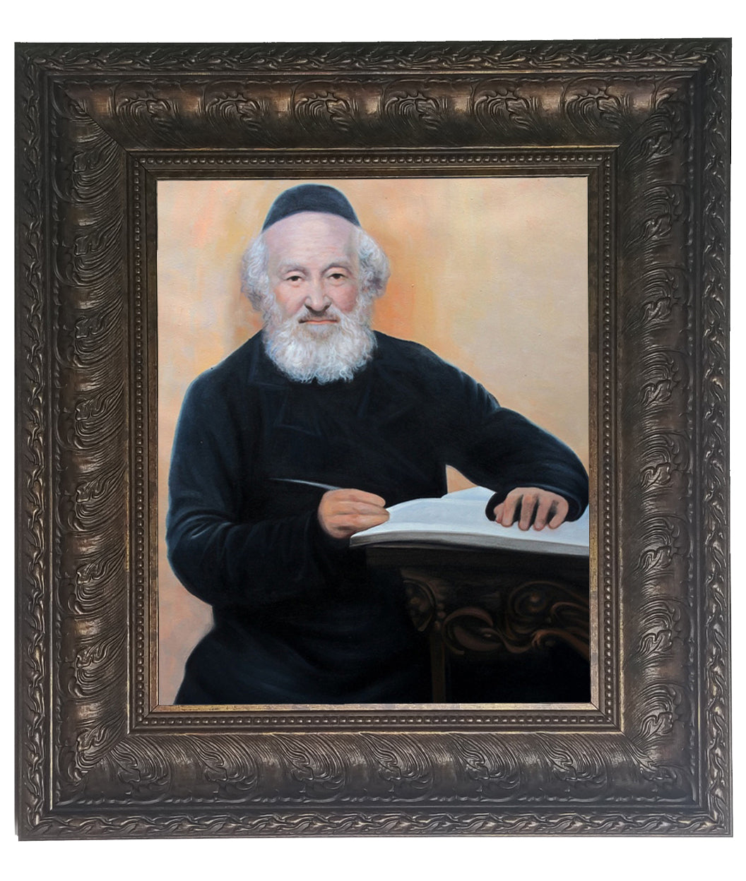 Rabbi Shalom Sharabi Rashash framed picture-painting in brown frame Size 16x20"