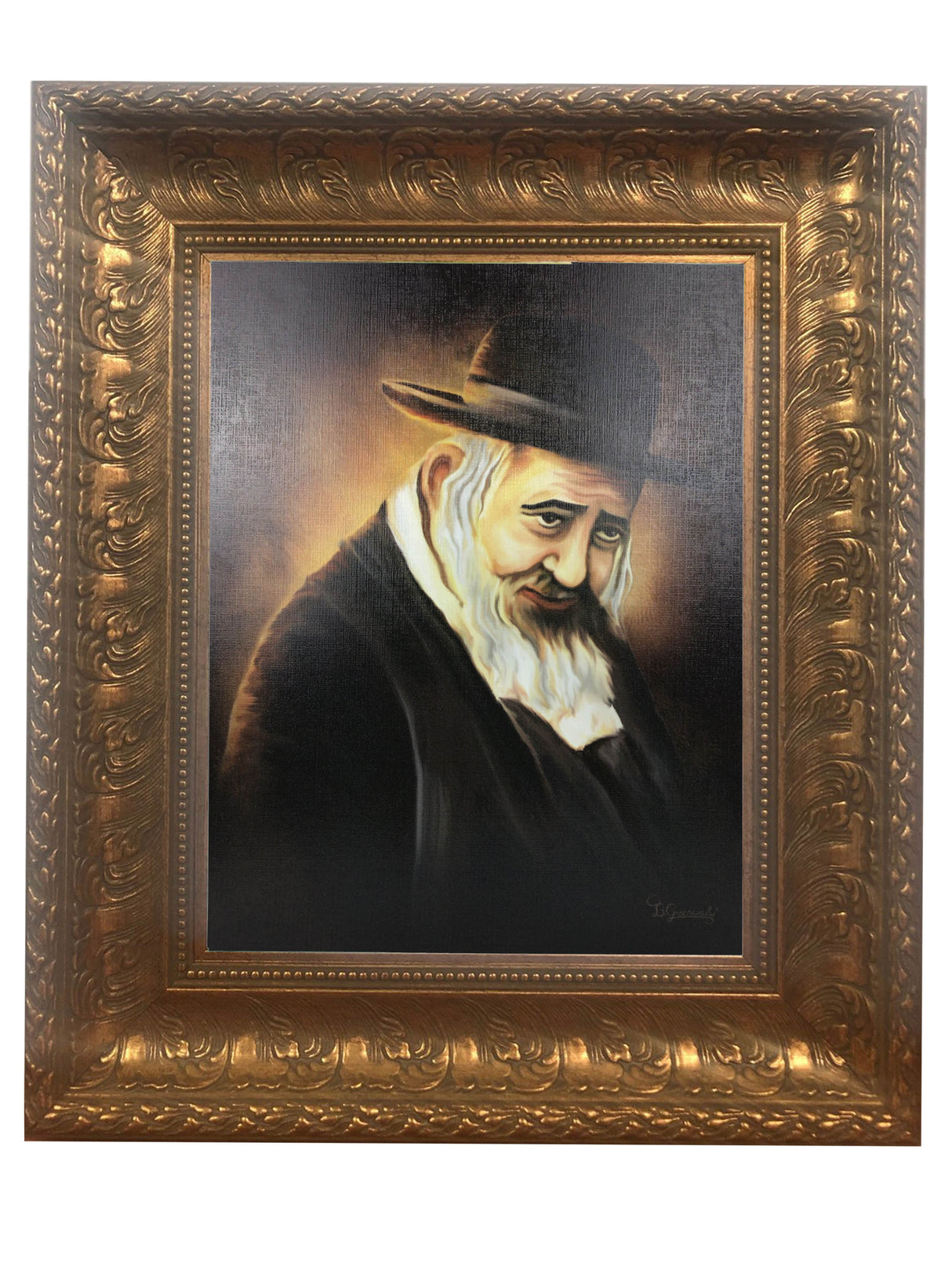 Reb Shaya'la Kerestirer- Painting in large Gold Frame Size 16x20"