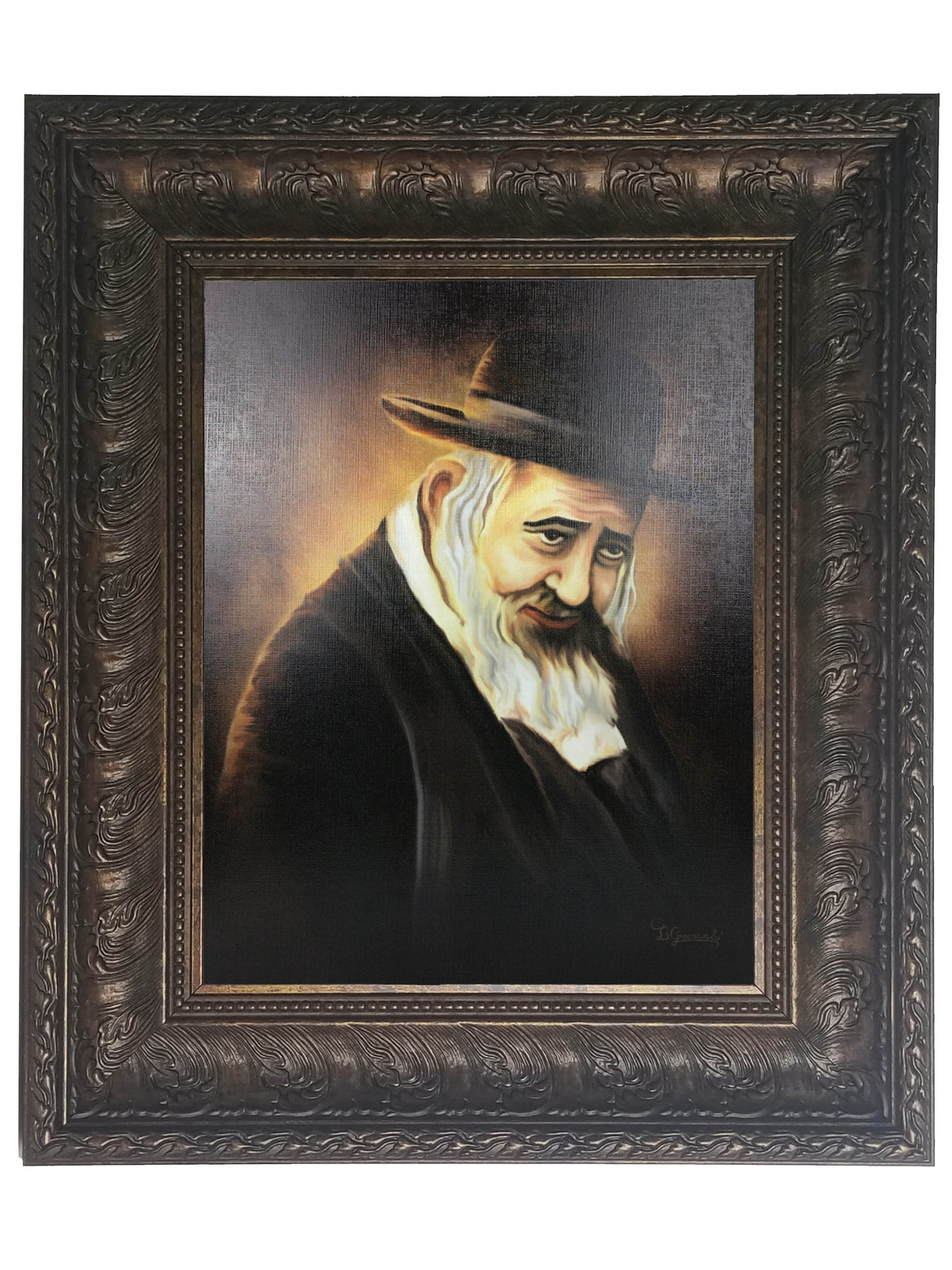 Reb Shaya'la Kerestirer- Painting in large Brown Frame Size 16x20"