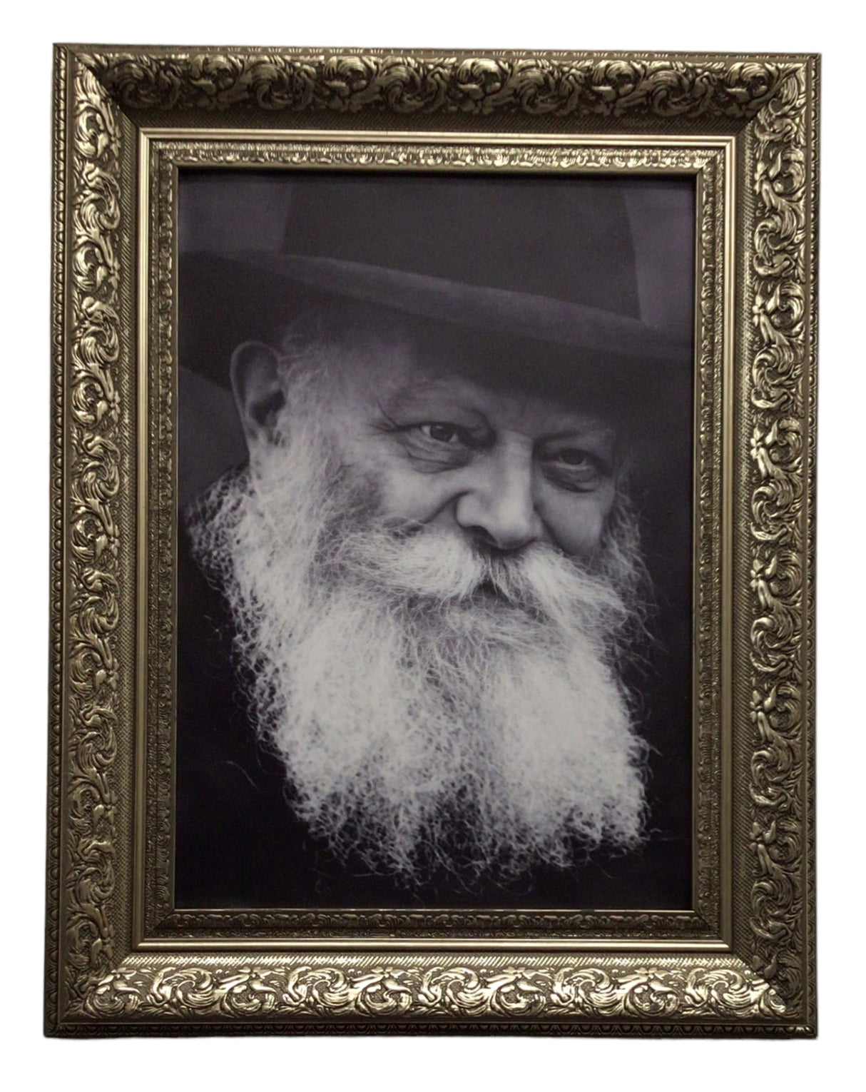 Framed Canvas of the Rebbe- black and white, Size 17x21 - LEHADAR