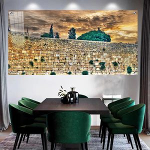 Print on Glass Art of the Kosel at sunset with Greenery - LEHADAR