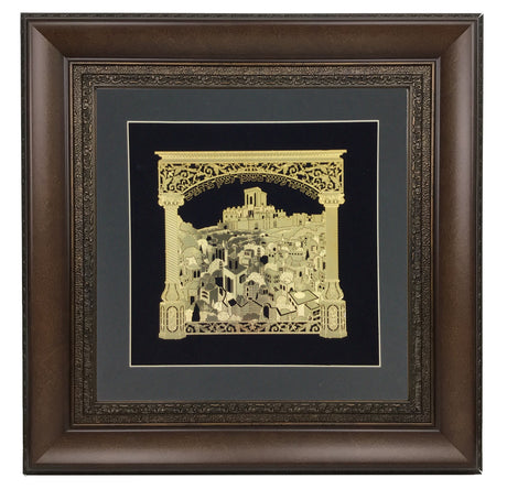 V'Sechezenu Gold Art #211 Size 22x22, Frame #35, Black Background - LEHADAR