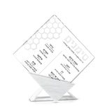 Honeycomb Simanim Cards(5) with Triangular Base- White Marble Lucite