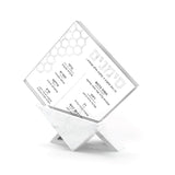 Honeycomb Simanim Cards(5) with Triangular Base- White Marble Lucite