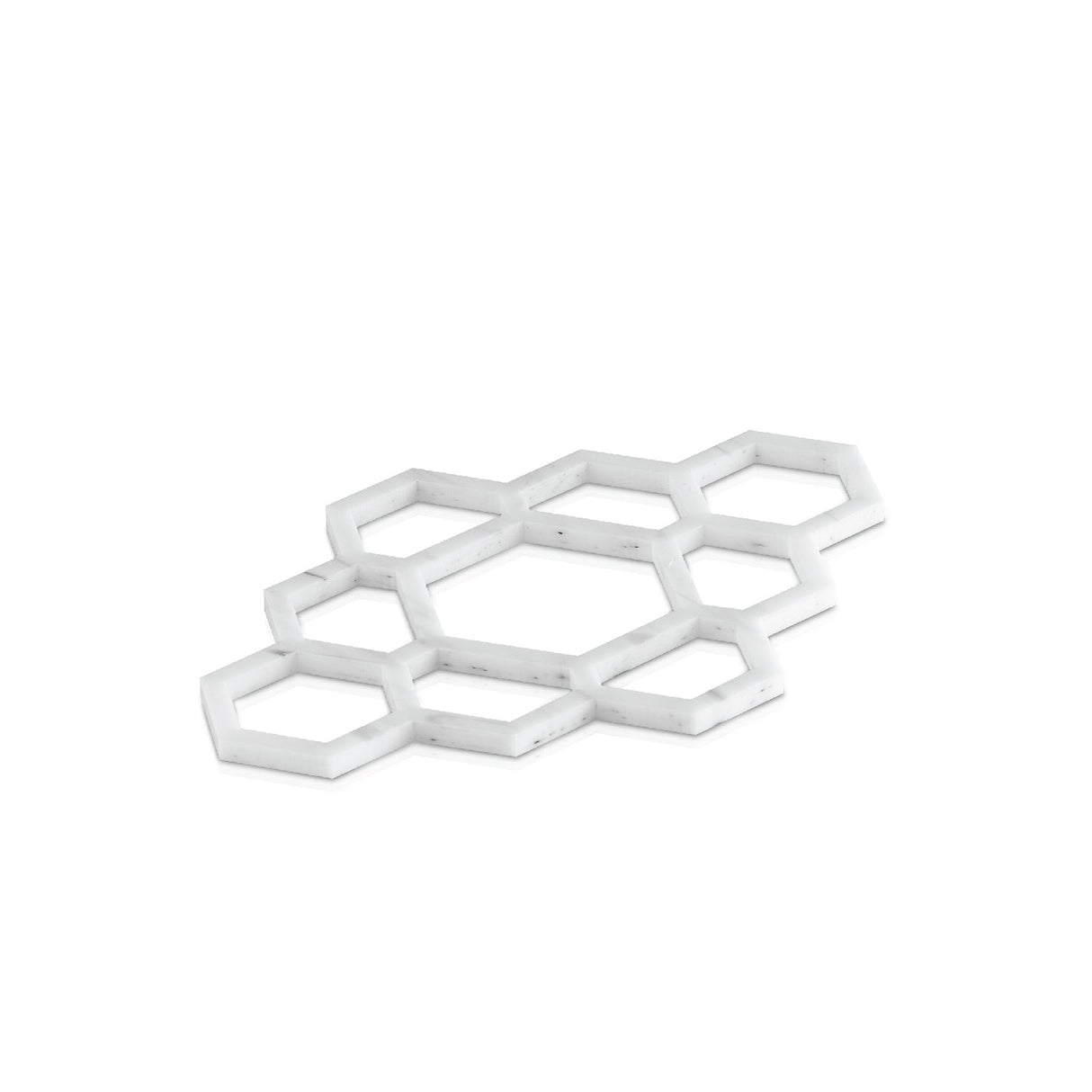 Honeycomb Napkin Rings- White Marble Lucite- Set of 4