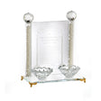 Crystal Candlesticks on Mirror Tray with Gold Legs - LEHADAR
