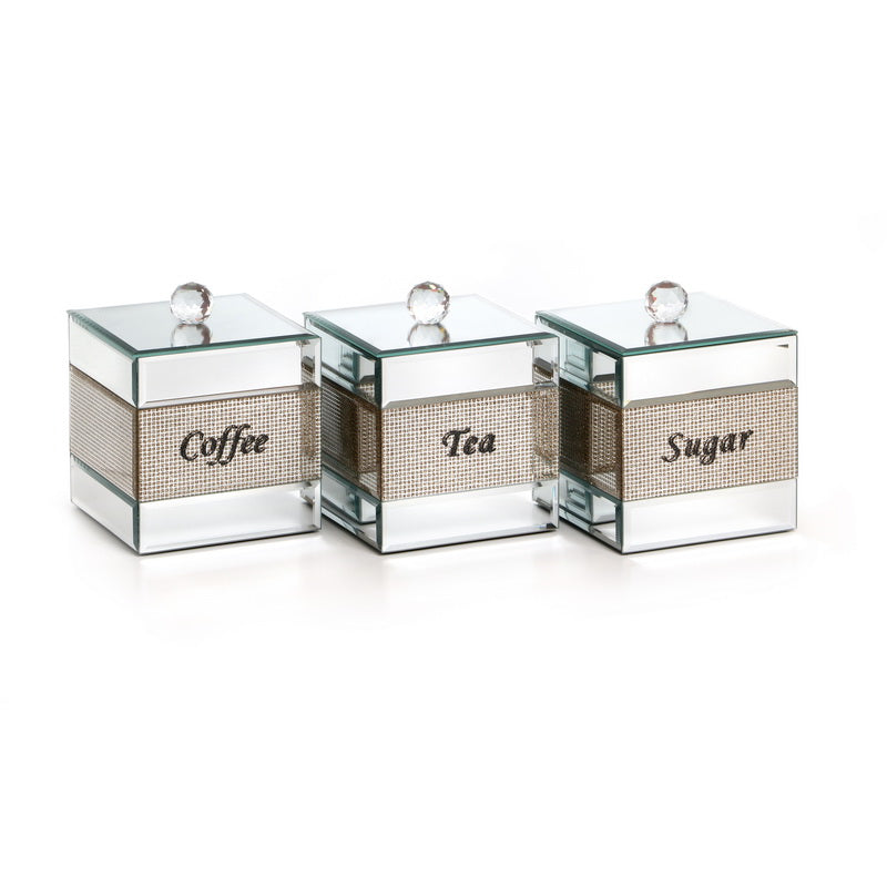 Mirror Tea Coffee Sugar Holder Gold powder print 5x5xH5.5 " - LEHADAR