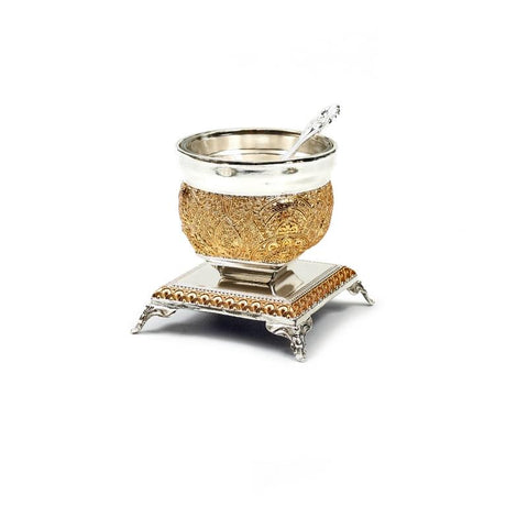 Salt Holder w Spoon Filigree Gold Decoration - LEHADAR